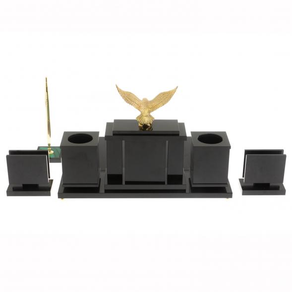 Настольный набор &amp;quot;Орел&amp;quot; из малахита 129854