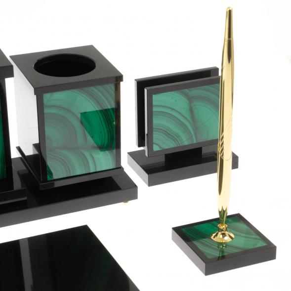 Настольный набор &amp;quot;Орел&amp;quot; из малахита 129854