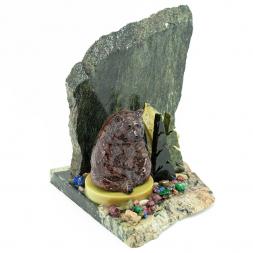 Сувенир &amp;quot;Мишка сидящий у ёлки&amp;quot; змеевик