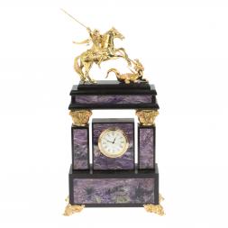 Каминные часы из чароита &amp;quot;Георгий Победоносец&amp;quot;