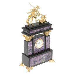 Каминные часы из чароита &amp;quot;Георгий Победоносец&amp;quot;