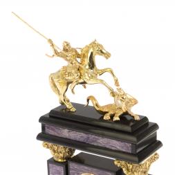 Каминные часы из чароита &amp;quot;Георгий Победоносец&amp;quot;