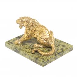 Статуэтка из бронзы &amp;quot;Тигр сидит&amp;quot; змеевик