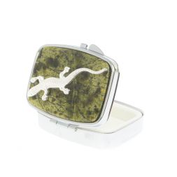 Таблетница на 2 отделения змеевик с ящерицей цвет серебро