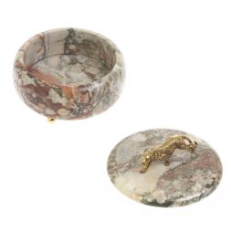 Шкатулка круглая &amp;quot;Гепард&amp;quot; из креноида 15х15х12 см