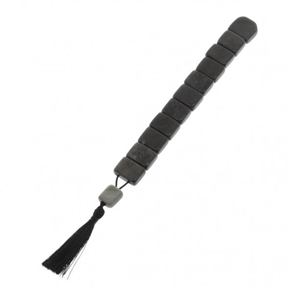 Четки из серого обсидиана перекидные 12 зерен с кисточкой 129081