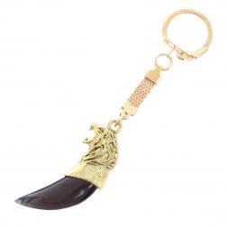 Брелок "Клык волчий зуб" из обсидиана цвет бронза