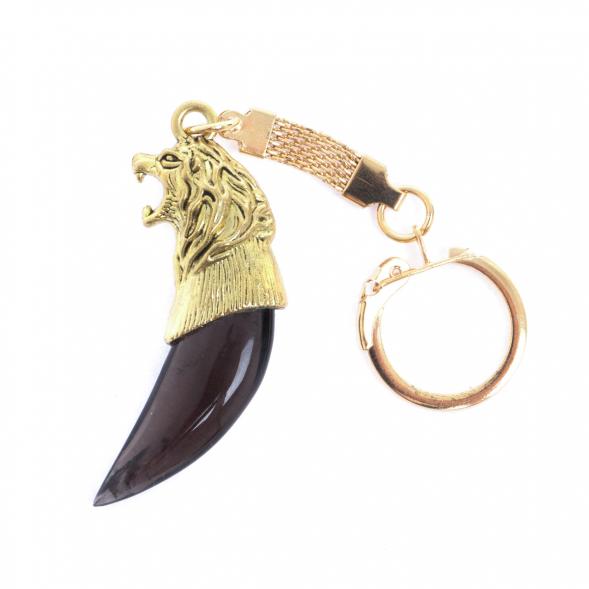 Брелок &amp;quot;Клык волчий зуб&amp;quot; из обсидиана цвет бронза 129583