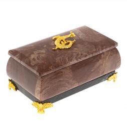 Шкатулка их лемезита с ящерицей 10,5х6х5,5 см