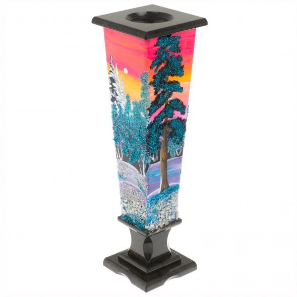 Ваза &amp;quot;Зима. Закат&amp;quot; из черного змеевика змеевика 129969