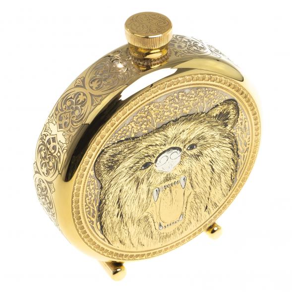 Фляжка с гравюрой &amp;quot;Медведь&amp;quot; Златоуст 123489