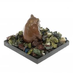 Сувенир "Мишка у камня сидящий" змеевик