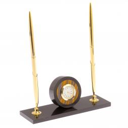 Часы с двумя ручками камень тигровый глаз