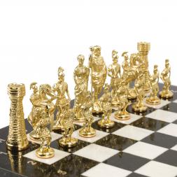 Настольные шахматы "Римские" бронза мрамор  40х40 см
