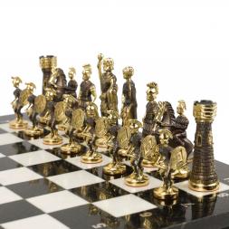 Настольные шахматы "Римские" бронза мрамор  40х40 см