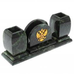 Офисный письменный набор с гербом РФ из шабровского змевика