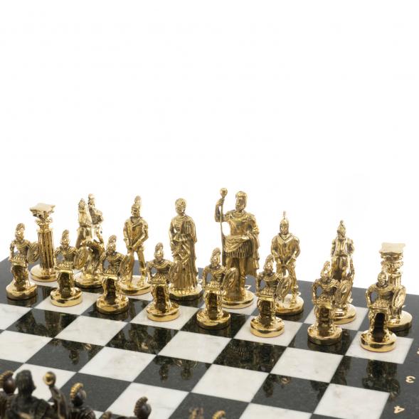 Шахматы подарочные из бронзы &amp;quot;Римские&amp;quot; 44х44 см из змеевика и мрамора 129657