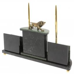 Настольный прибор &amp;quot;Лев&amp;quot; из зеленого офиокальцита