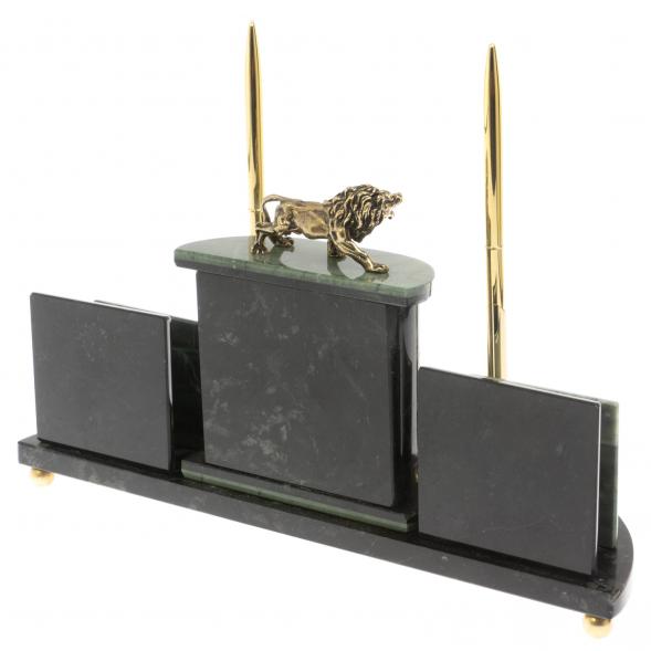 Настольный прибор &amp;quot;Лев&amp;quot; из зеленого офиокальцита 129715