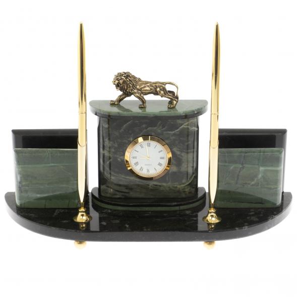 Настольный прибор &amp;quot;Лев&amp;quot; из зеленого офиокальцита 129715