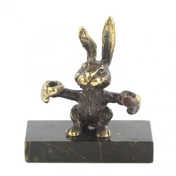 Статуэтка из бронзы и змеевика &amp;quot;Заяц боксер&amp;quot; 116184