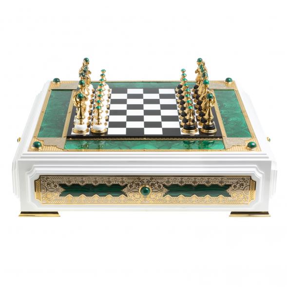 Подарочные шахматы &amp;quot;Элитные&amp;quot; с малахитом Златоуст 116883