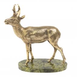 Статуэтка из бронзы &amp;quot;Лесная коза&amp;quot; змеевик