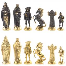 Шахматы подарочные &amp;quot;Средневековье&amp;quot; с бронзовыми фигурами 40х40 см