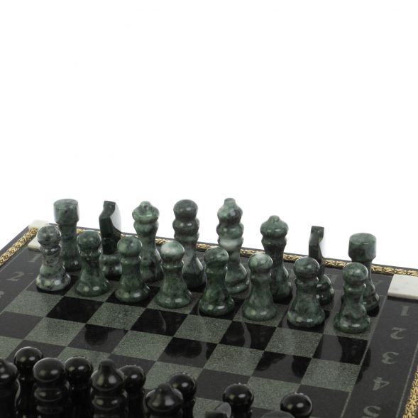Шахматы &amp;quot;Турнирные&amp;quot; с багетом змеевик гранит 128863