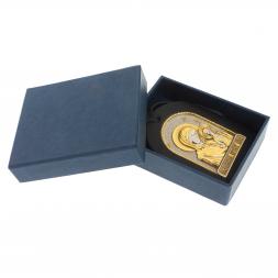 Оберег в автомобиль с иконой "Казанская Богоматерь" черная кожа Златоуст