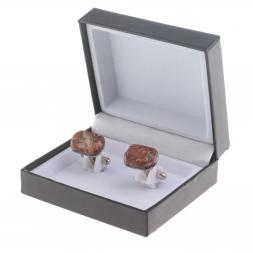 Запонки камень авантюрин закругленные