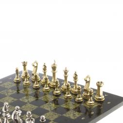 Шахматы турнирные "Стаунтон" доска 40х40 см камень змеевик