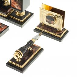 Настольный набор из камня яшма "Георгий Победоносец"