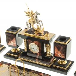 Настольный набор из камня яшма "Георгий Победоносец"