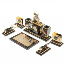 Настольный набор из камня яшма "Георгий Победоносец"