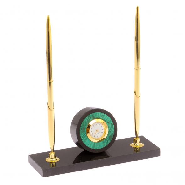 Часы с двумя ручками камень малахит 125485