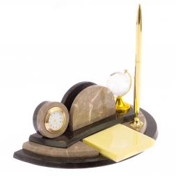 Настольный мини-набор "Глобус" для бумаг из бежевого мрамора