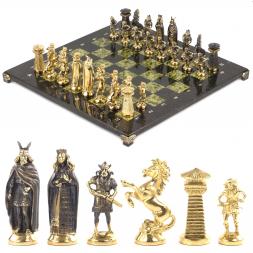 Шахматы "Викинги" из змеевика 40х40 см