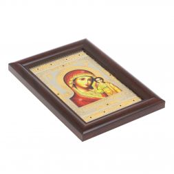 Икона гравюра "Казанская Божья Матерь" багет 12,5х17,5х1 см Златоуст