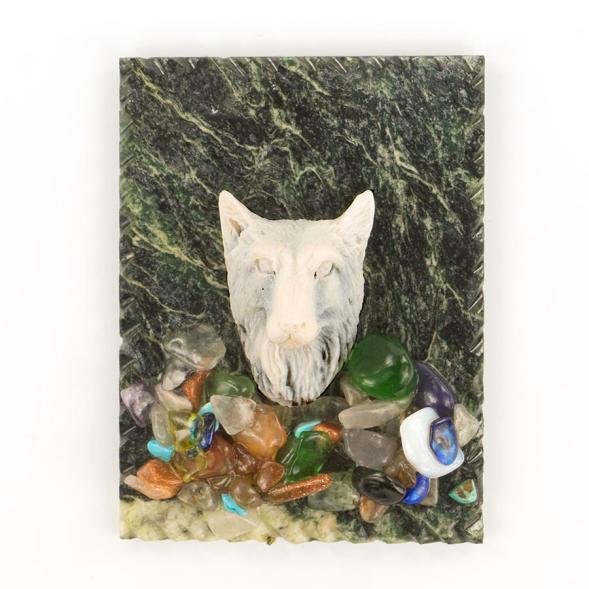 Магнит &amp;quot;Голова волка&amp;quot; змеевик мрамолит 119494