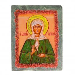 Икона настольная "Святая Матрона" камень змеевик 9х7,2х3 см