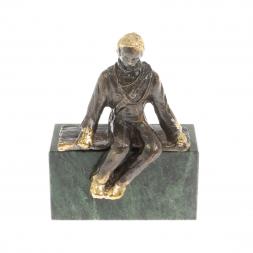 Статуэтка "Монтажник" змеевик бронза 6х3х7,5 см