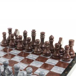 Шахматы из камня &amp;quot;Традиционные&amp;quot; доска 40х40 см серый мрамор лемезит