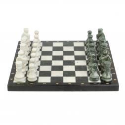 Каменные шахматы &amp;quot;Традиционные&amp;quot; доска 40х40 см мрамор шабовский змеевик