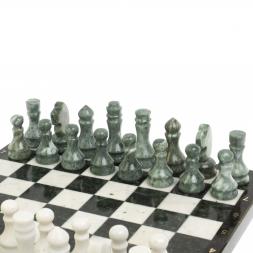 Каменные шахматы &amp;quot;Традиционные&amp;quot; доска 40х40 см мрамор шабовский змеевик