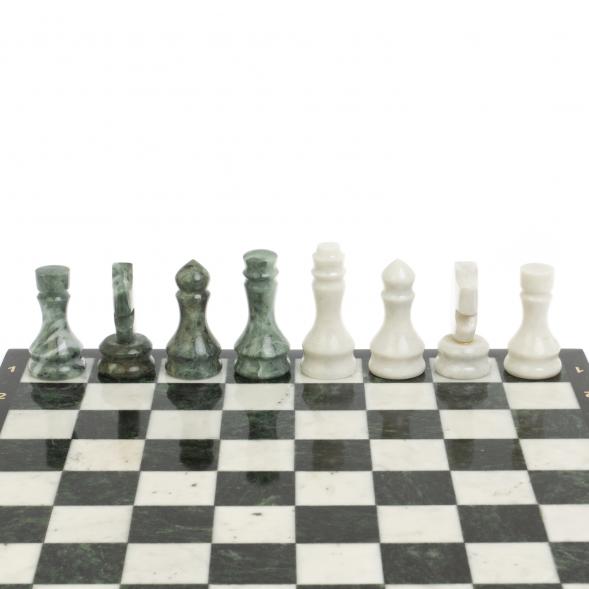 Каменные шахматы &amp;quot;Традиционные&amp;quot; доска 40х40 см мрамор шабовский змеевик 126997