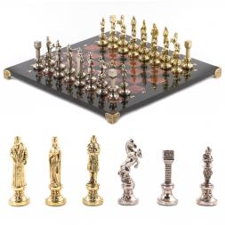 Шахматы "Ренессанс" доска 36х36 см лемезит змеевик фигуры цвет золото / серебро