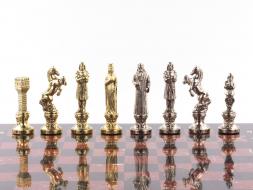 Шахматы "Ренессанс" доска 36х36 см лемезит змеевик фигуры цвет золото / серебро