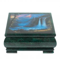 Шкатулка &amp;quot;Водопад&amp;quot; из змеевика 18х18х8 см
