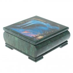 Шкатулка &amp;quot;Водопад&amp;quot; из змеевика 18х18х8 см